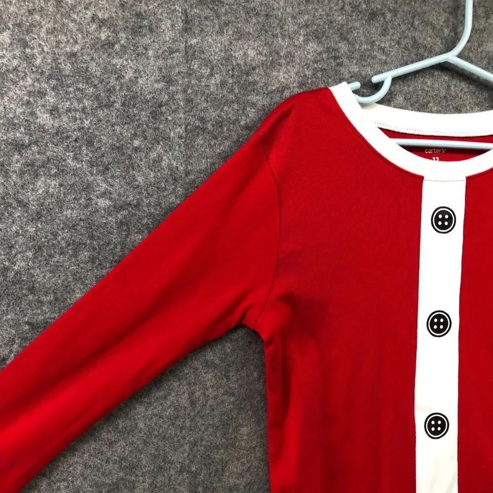NWT Carters Santa Pajama‎ Top Red Size 12 Long Sleeve Cotton Crewneck